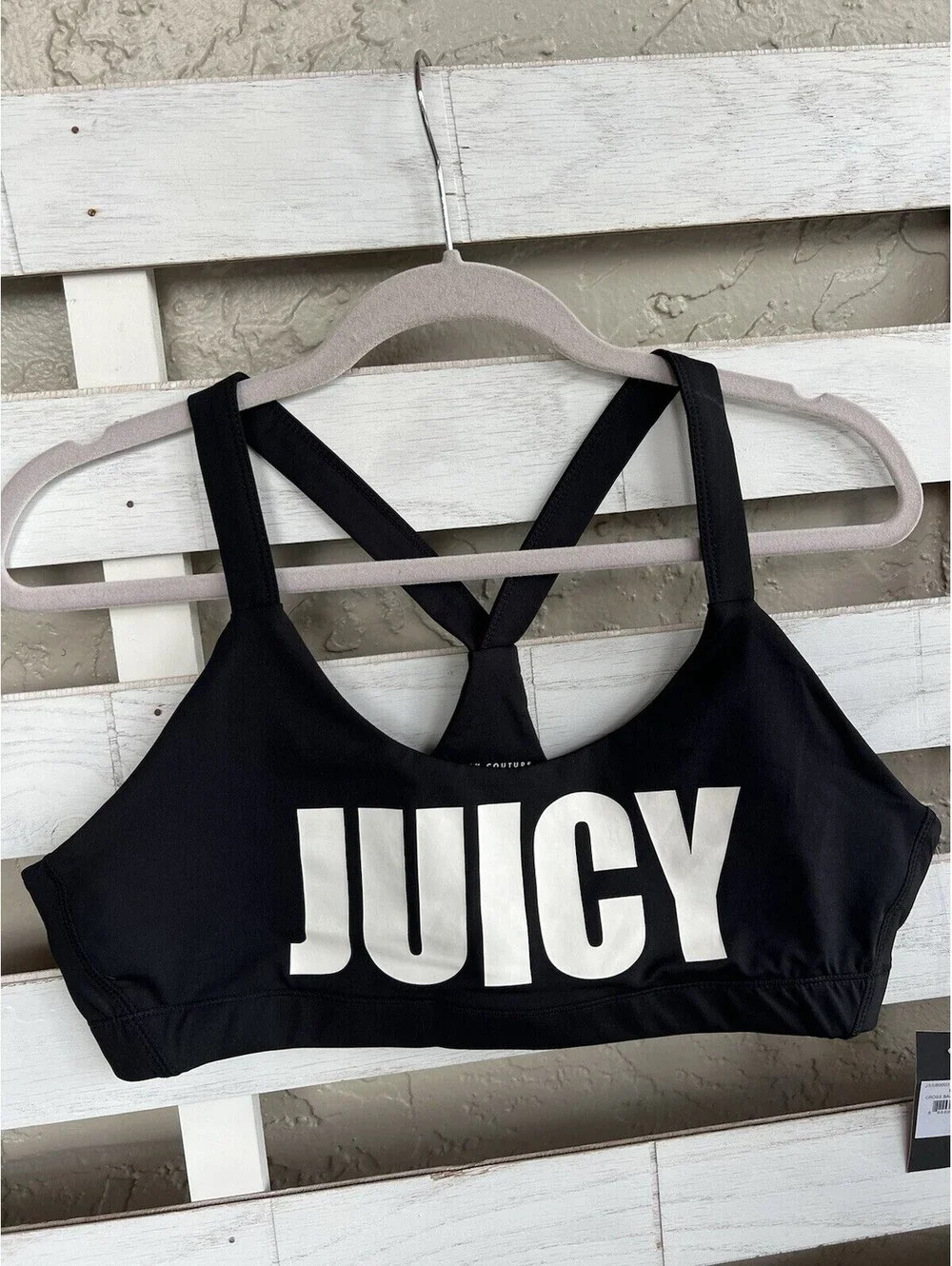 Black Juicy Couture Sport Sports Bra Racerback NWT Womens L.